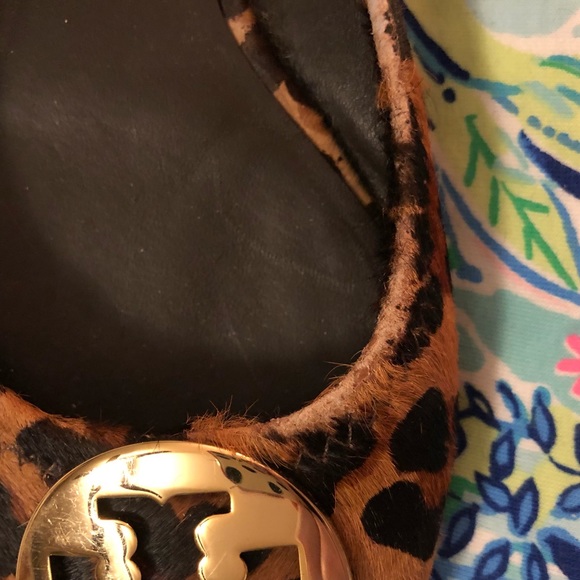 Tory Burch Reva ballet flats leopard pony hair calf animal print elastic size 8 - Picture 13 of 16